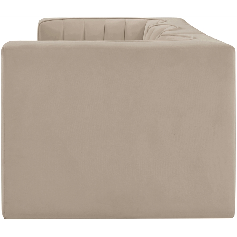 Meridian Furniture Rummi Beige Velvet Performance Fabric 3pc. Modular Sofa