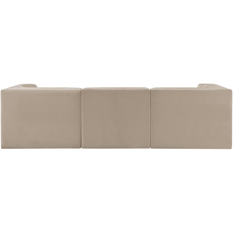 Meridian Furniture Rummi Beige Velvet Performance Fabric 3pc. Modular Sofa