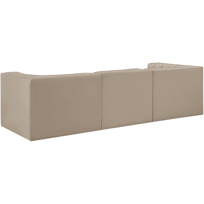 Meridian Furniture Rummi Beige Velvet Performance Fabric 3pc. Modular Sofa