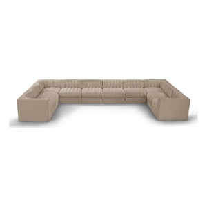 Meridian Furniture Rummi Beige Velvet Performance Fabric 10pc. Modular Sectional