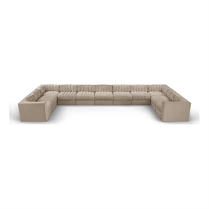Meridian Furniture Rummi Beige Velvet Performance Fabric 11pc. Modular Sectional