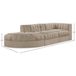 Meridian Furniture Rummi Beige Velvet Performance Fabric 3pc. Modular Sectional