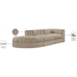 Meridian Furniture Rummi Beige Velvet Performance Fabric 3pc. Modular Sectional