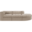 Meridian Furniture Rummi Beige Velvet Performance Fabric 3pc. Modular Sectional
