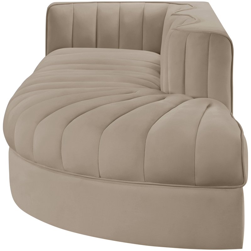 Meridian Furniture Rummi Beige Velvet Performance Fabric 3pc. Modular Sectional