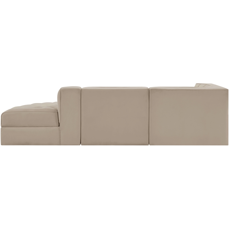Meridian Furniture Rummi Beige Velvet Performance Fabric 3pc. Modular Sectional