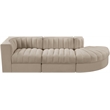 Meridian Furniture Rummi Beige Velvet Performance Fabric 3pc. Modular Sectional