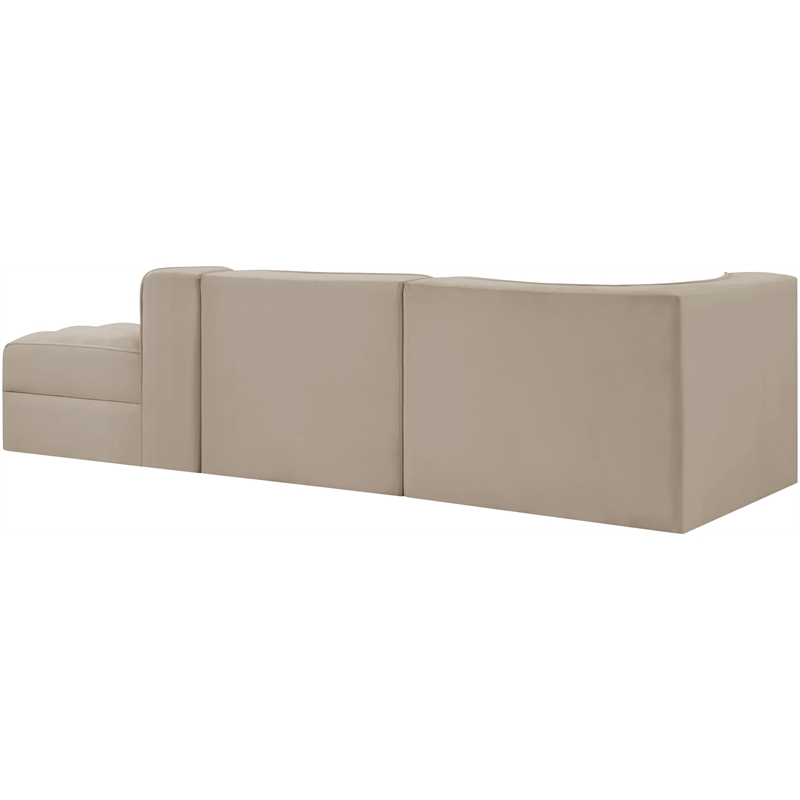 Meridian Furniture Rummi Beige Velvet Performance Fabric 3pc. Modular Sectional