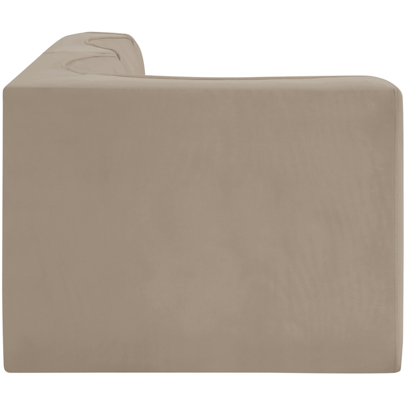Meridian Furniture Rummi Beige Velvet Performance Fabric 3pc. Modular Sectional