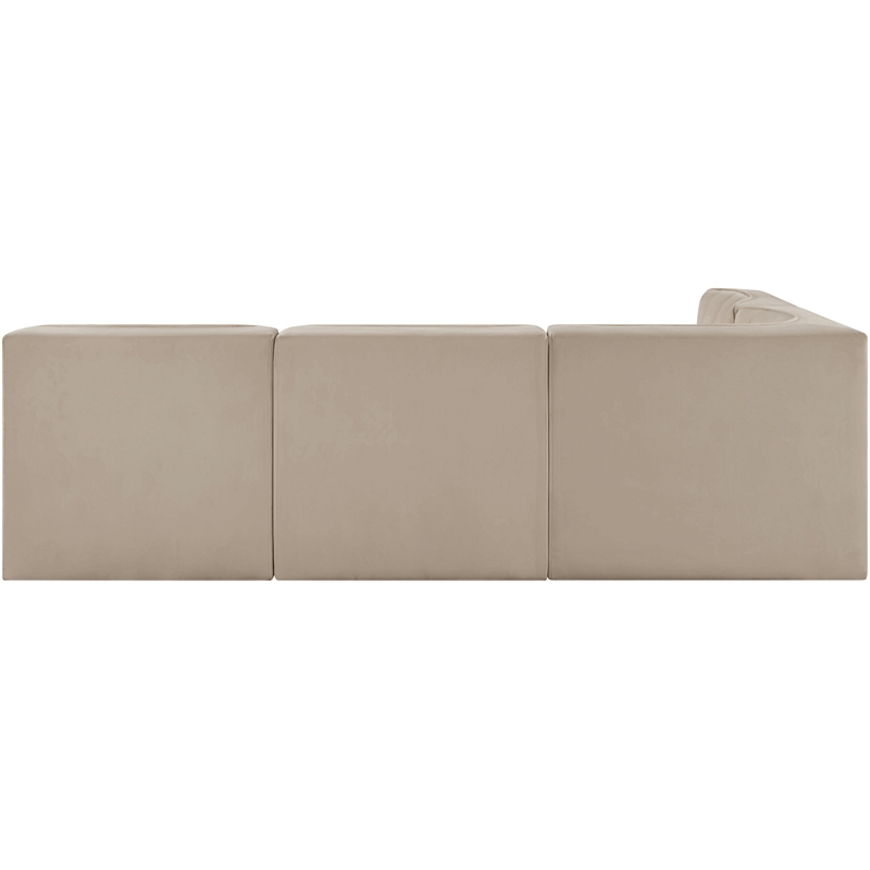 Meridian Furniture Rummi Beige Velvet Performance Fabric 4pc. Modular Sectional