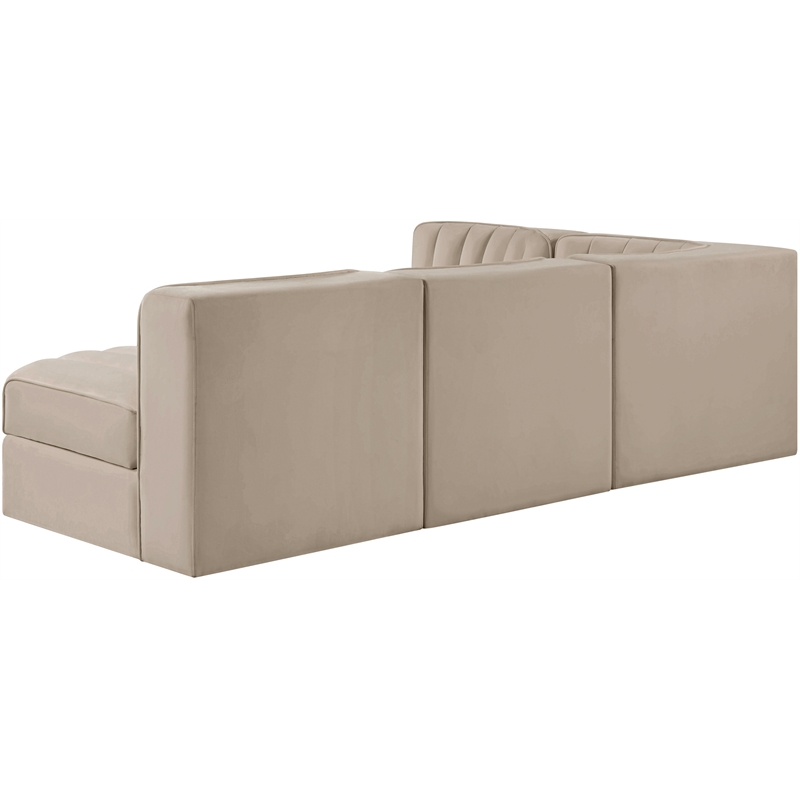 Meridian Furniture Rummi Beige Velvet Performance Fabric 4pc. Modular Sectional