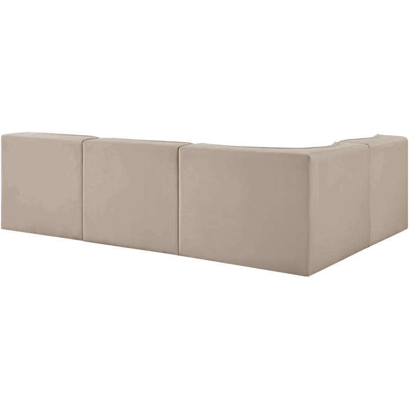 Meridian Furniture Rummi Beige Velvet Performance Fabric 4pc. Modular Sectional