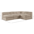 Meridian Furniture Rummi Beige Velvet Performance Fabric 4pc. Modular Sectional