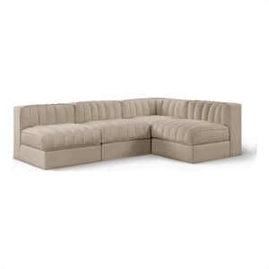 Meridian Furniture Rummi Beige Velvet Performance Fabric 4pc. Modular Sectional