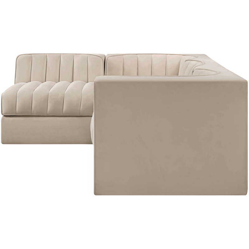 Meridian Furniture Rummi Beige Velvet Performance Fabric 4pc. Modular Sectional