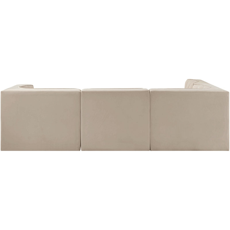 Meridian Furniture Rummi Beige Velvet Performance Fabric 4pc. Modular Sectional