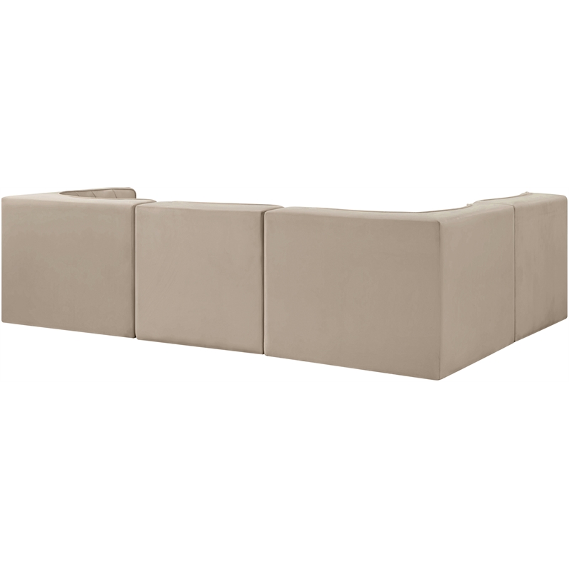 Meridian Furniture Rummi Beige Velvet Performance Fabric 4pc. Modular Sectional