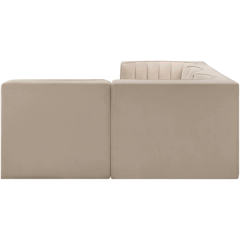 Meridian Furniture Rummi Beige Velvet Performance Fabric 4pc. Modular Sectional