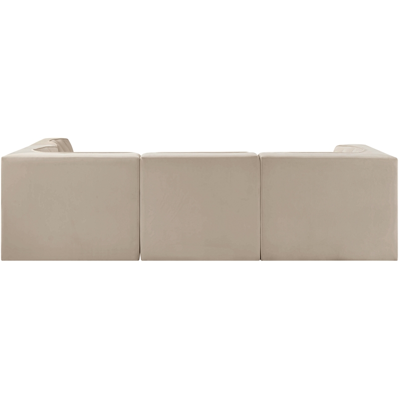 Meridian Furniture Rummi Beige Velvet Performance Fabric 4pc. Modular Sectional