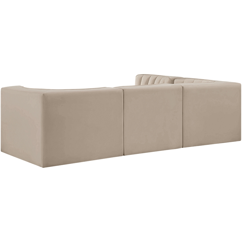 Meridian Furniture Rummi Beige Velvet Performance Fabric 4pc. Modular Sectional