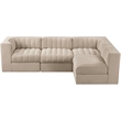 Meridian Furniture Rummi Beige Velvet Performance Fabric 4pc. Modular Sectional