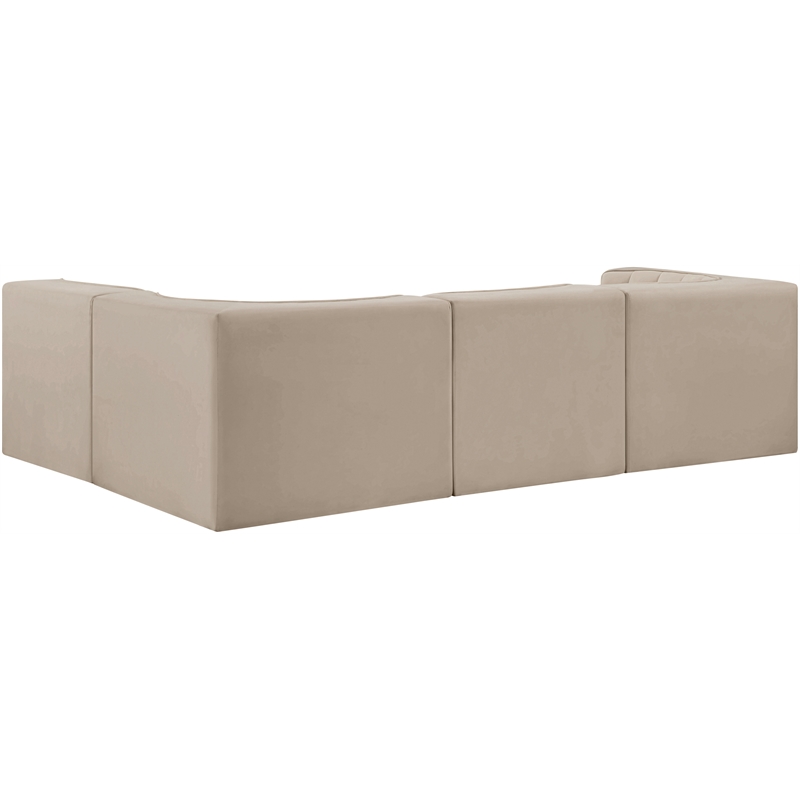 Meridian Furniture Rummi Beige Velvet Performance Fabric 4pc. Modular Sectional