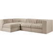 Meridian Furniture Rummi Beige Velvet Performance Fabric 4pc. Modular Sectional