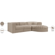 Meridian Furniture Rummi Beige Velvet Performance Fabric 4pc. Modular Sectional
