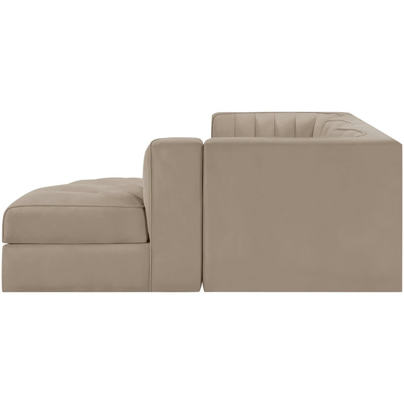 Meridian Furniture Rummi Beige Velvet Performance Fabric 4pc. Modular Sectional