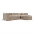 Meridian Furniture Rummi Beige Velvet Performance Fabric 4pc. Modular Sectional