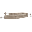 Meridian Furniture Rummi Beige Velvet Performance Fabric 4pc. Modular Sectional