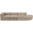 Meridian Furniture Rummi Beige Velvet Performance Fabric 4pc. Modular Sectional