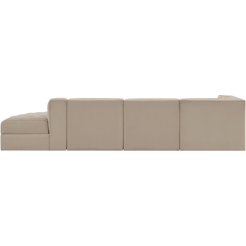 Meridian Furniture Rummi Beige Velvet Performance Fabric 4pc. Modular Sectional