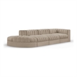 Meridian Furniture Rummi Beige Velvet Performance Fabric 4pc. Modular Sectional