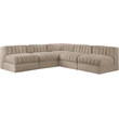 Meridian Furniture Rummi Beige Velvet Performance Fabric 5pc. Modular Sectional