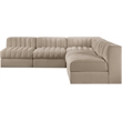 Meridian Furniture Rummi Beige Velvet Performance Fabric 5pc. Modular Sectional