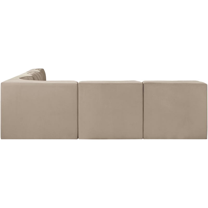 Meridian Furniture Rummi Beige Velvet Performance Fabric 5pc. Modular Sectional