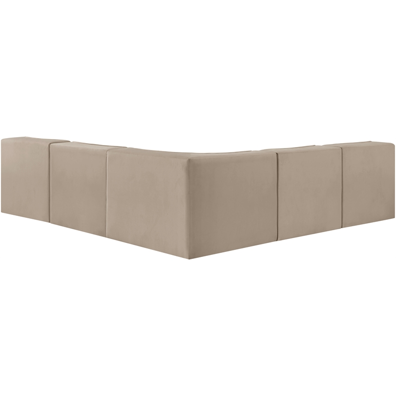 Meridian Furniture Rummi Beige Velvet Performance Fabric 5pc. Modular Sectional