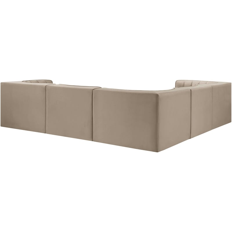 Meridian Furniture Rummi Beige Velvet Performance Fabric 5pc. Modular Sectional