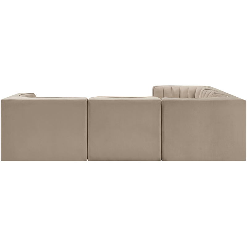 Meridian Furniture Rummi Beige Velvet Performance Fabric 5pc. Modular Sectional
