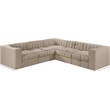 Meridian Furniture Rummi Beige Velvet Performance Fabric 5pc. Modular Sectional
