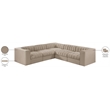 Meridian Furniture Rummi Beige Velvet Performance Fabric 5pc. Modular Sectional