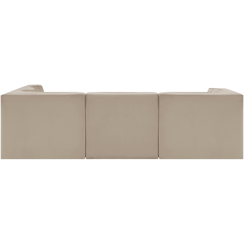 Meridian Furniture Rummi Beige Velvet Performance Fabric 5pc. Modular Sectional