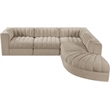 Meridian Furniture Rummi Beige Velvet Performance Fabric 5pc. Modular Sectional