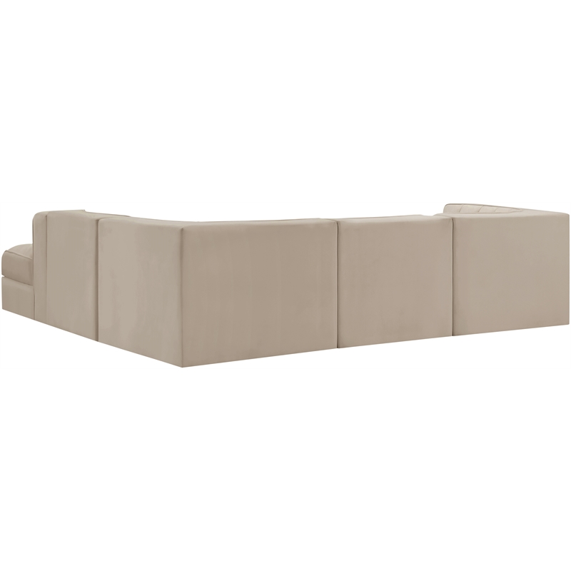 Meridian Furniture Rummi Beige Velvet Performance Fabric 5pc. Modular Sectional