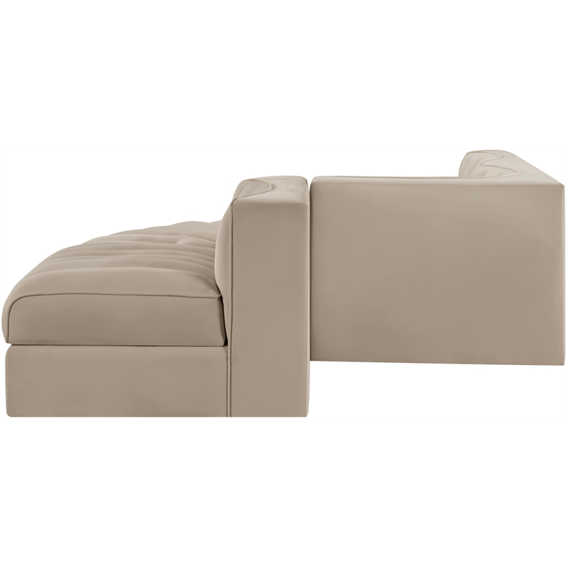 Meridian Furniture Rummi Beige Velvet Performance Fabric 5pc. Modular Sectional