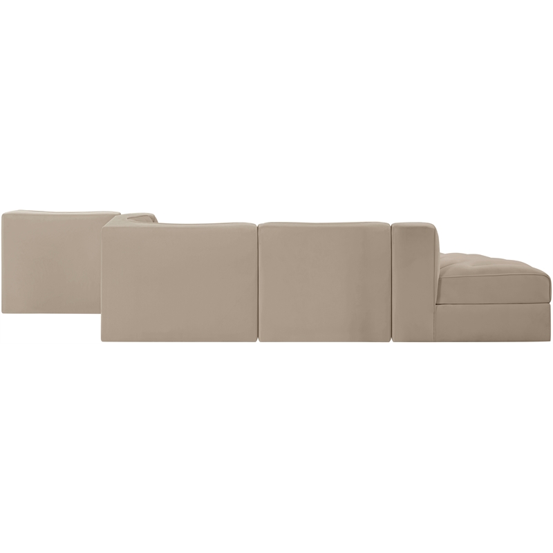Meridian Furniture Rummi Beige Velvet Performance Fabric 5pc. Modular Sectional