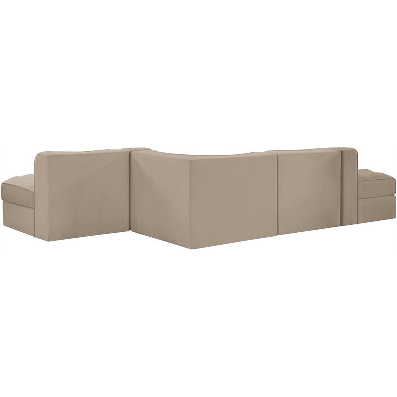 Meridian Furniture Rummi Beige Velvet Performance Fabric 5pc. Modular Sectional