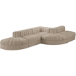 Meridian Furniture Rummi Beige Velvet Performance Fabric 5pc. Modular Sectional