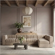 Meridian Furniture Rummi Beige Velvet Performance Fabric 5pc. Modular Sectional